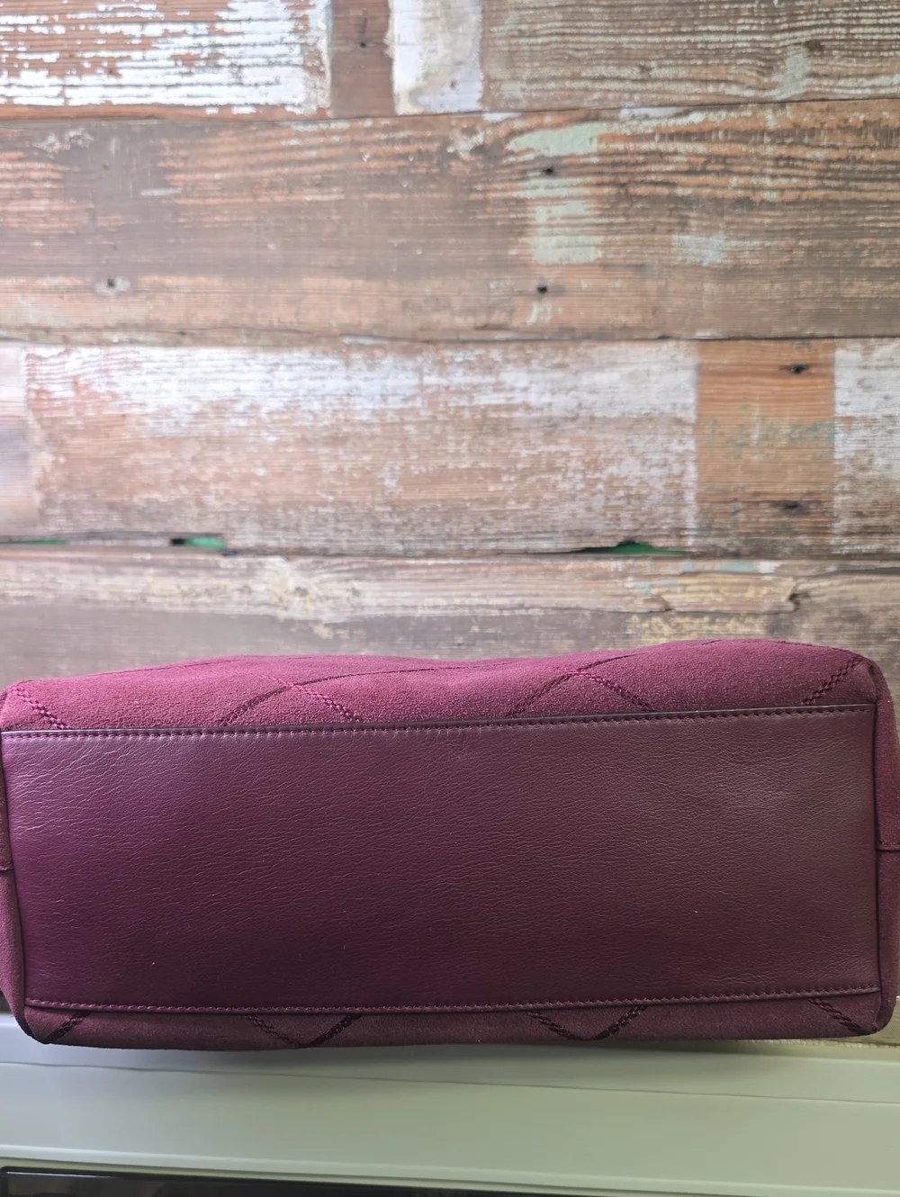 Tory Burch Frida Stitched Suede Satchel, EUC